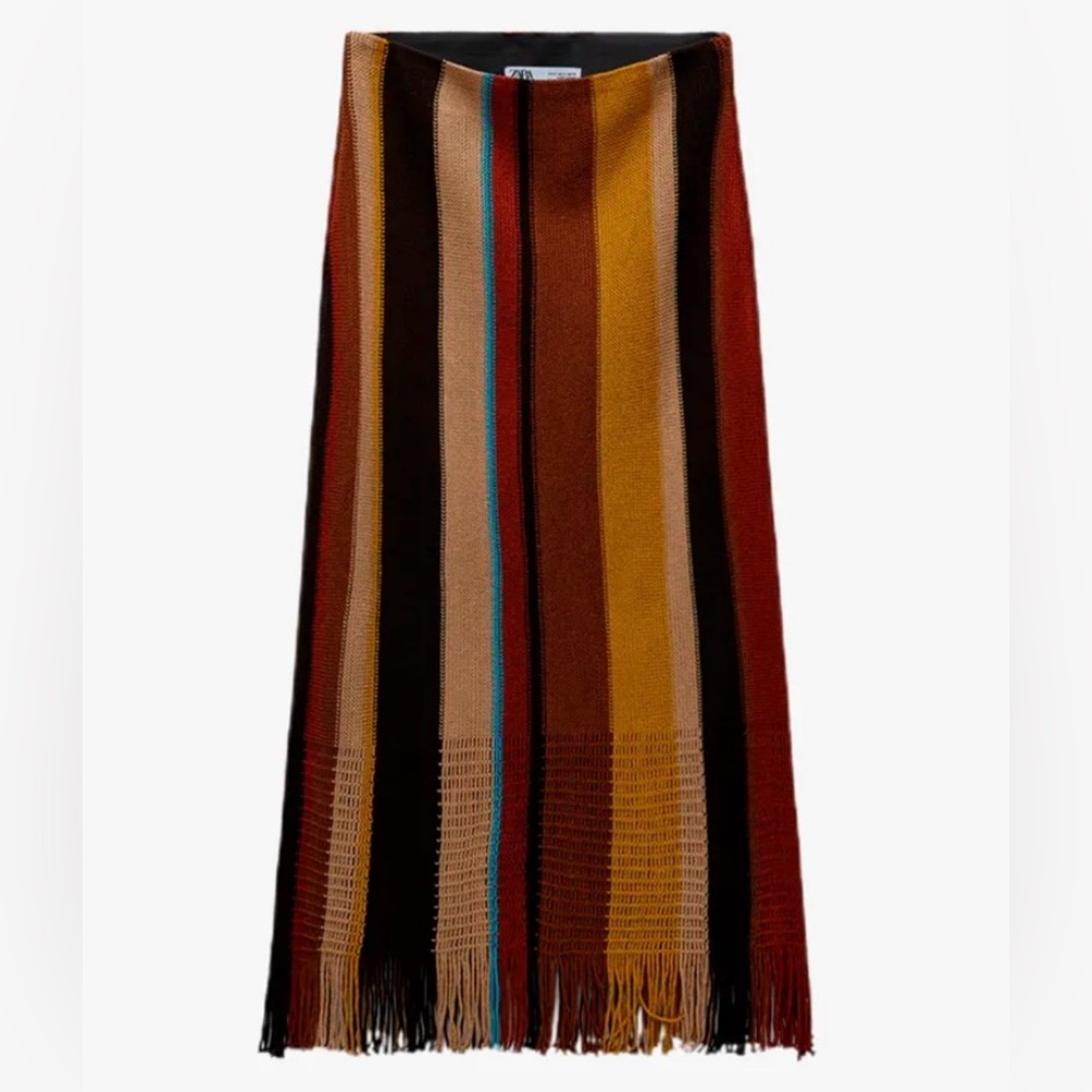 Zara Multicolor Striped Midi Skirt